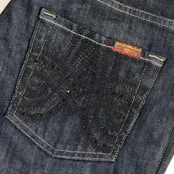 7 For All Mankind A Pocket Dark Rhinestones Jeans - Picture 2 of 7